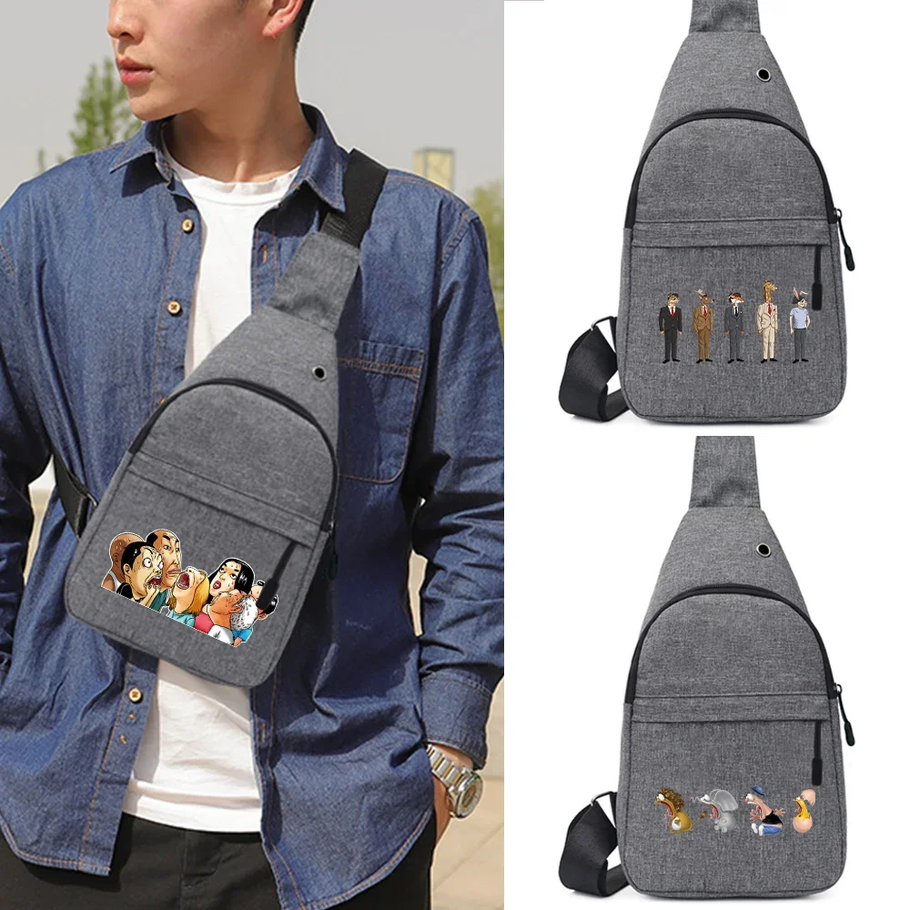 

Casual Multifunction Chest Bag Cute Cartoon Printed Crossbody Shoulder Bags School Summer Short Trip Messengers Bag Unisex 2024