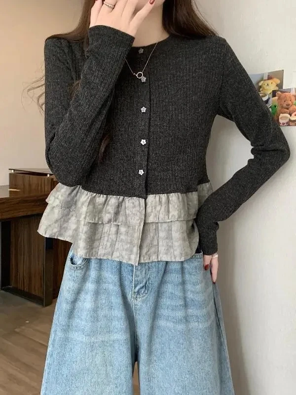 

Spring New Sle Women's Long Sve T-irt Beautiful Girl Doll irt Large Size Polyester Fiber Soft Knitted round Ne Top