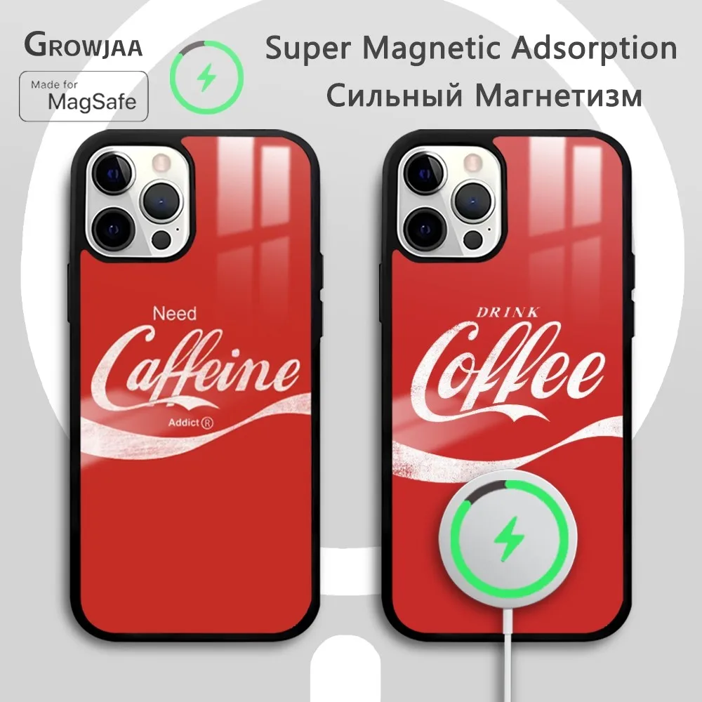 Coffee Coke Drink Phone Case For iPhone 16 15 14 13 12 11 Pro Max Plus Mini New Magsafe Mirror Wireless Magnetic Cover