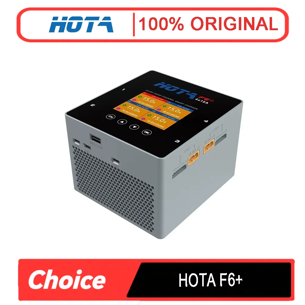 

HOTA F6+ AC 500W DC 1000W 15A Balance Charger 4-CH Intelligent for Lipo Li-ion NiMH RC FPV Drone Battery