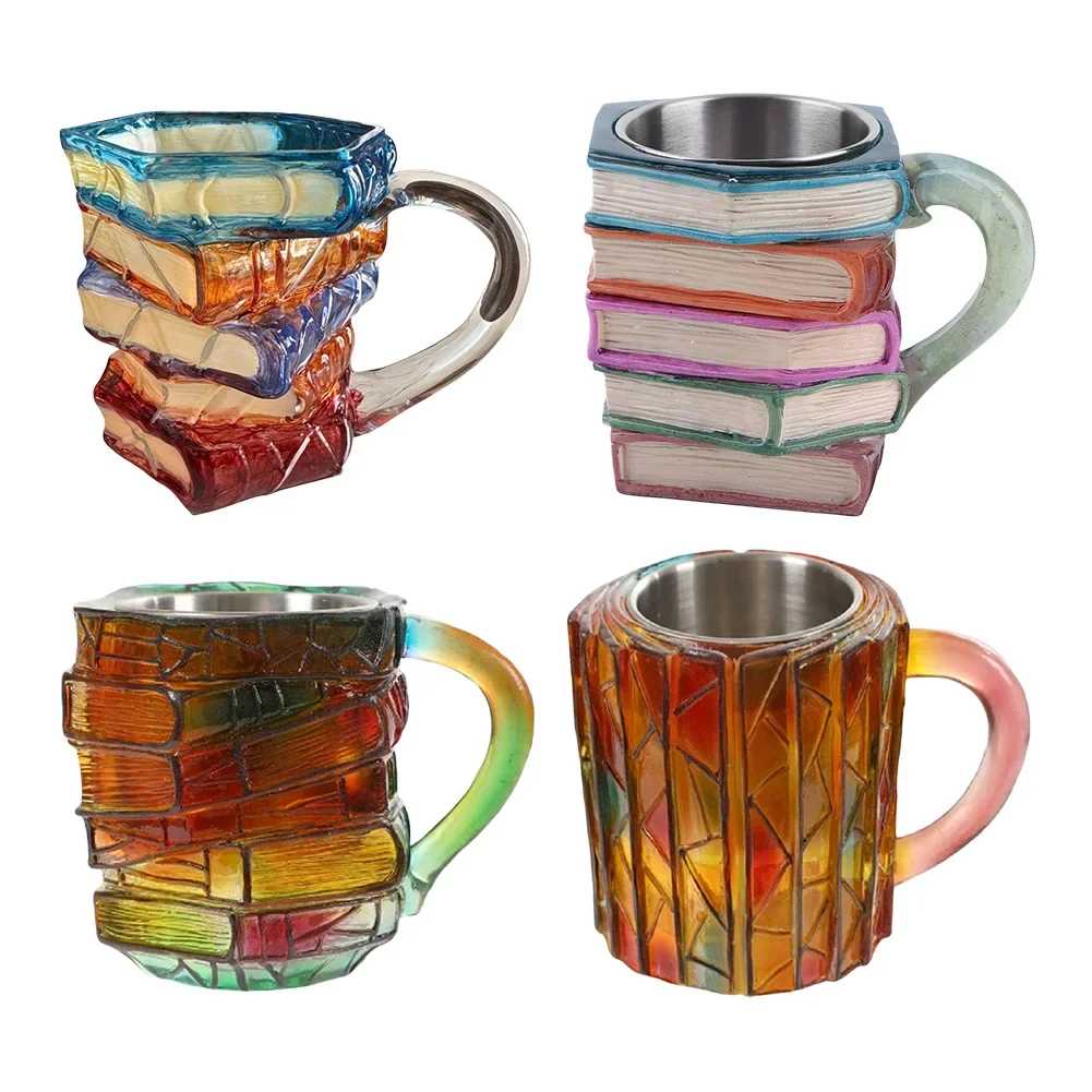 3D Painted Book Mug Wear Resist Books Drinking Container Multi-Purpose Creative Book-Shaped Drinkware for Friends Gift