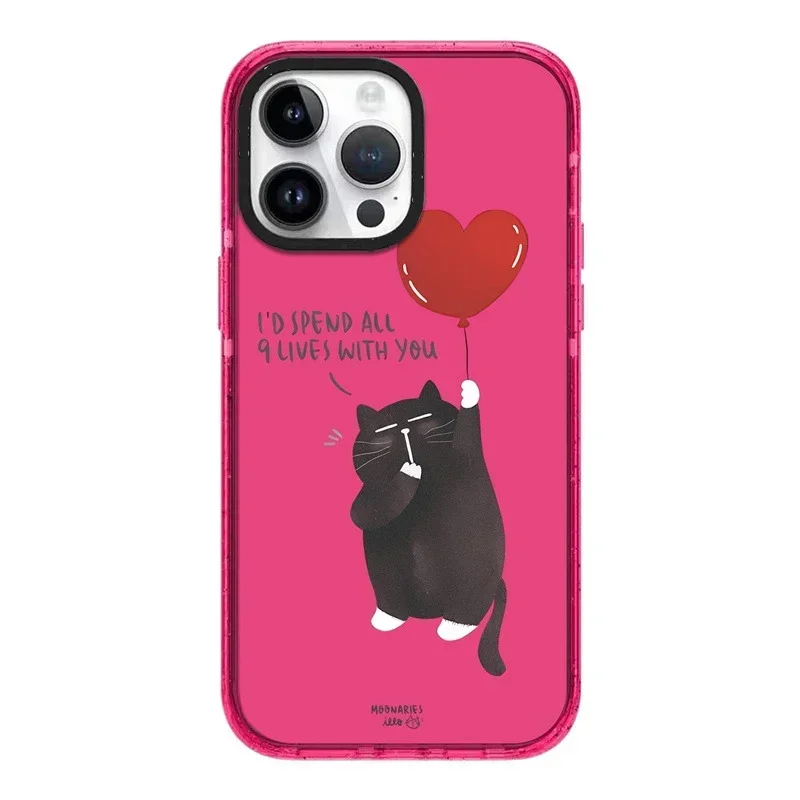 

Glitter Acrylic Black Cat Phone Case Cover for iPhone 11 12 13 14 15 Pro Max Case for iPhone 15 ProMax