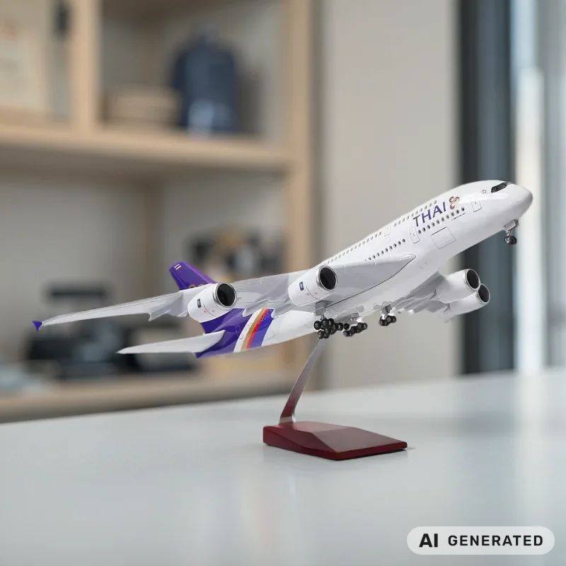 Resin - 1:160スケール航空機 A380 タイ国際航空 レジン製 47cm 飛行機モデル