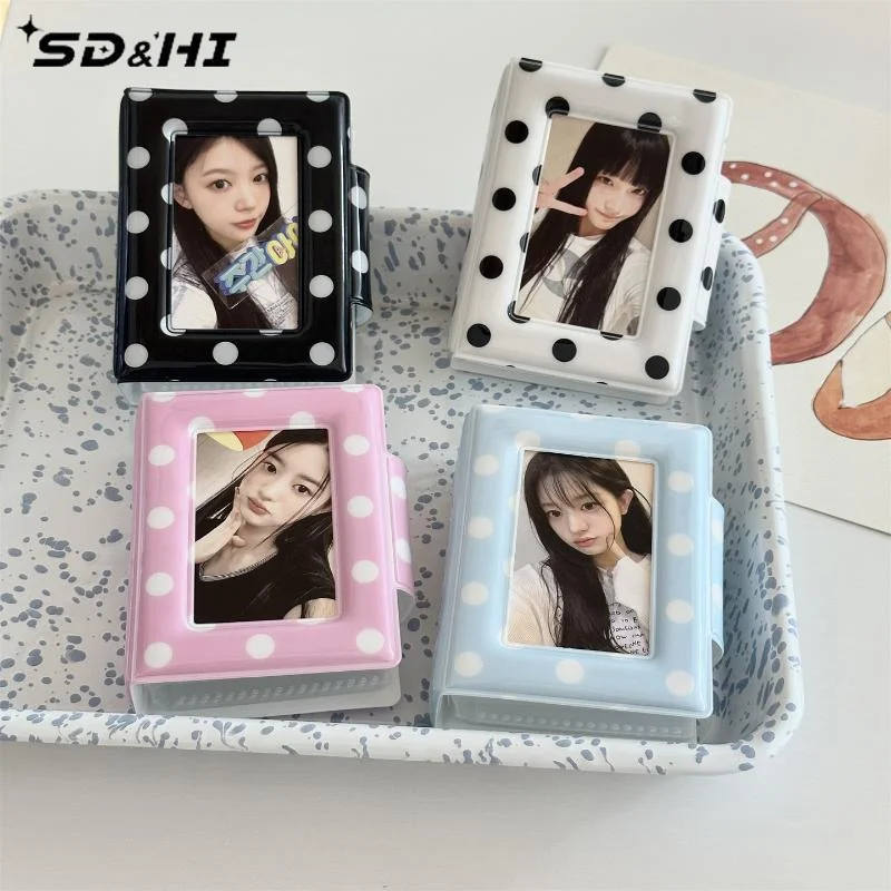 Cute Polka Dot 3 Inch Photo Album Waterproof PVC Cover Large Capacity For Kpop Photocards Photos