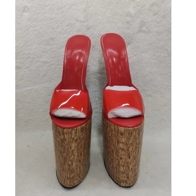 Red Wood Pattern Slip On Platform Sandals Thin High Heel Peep Toe Fashion Sexy 2025 Summer Big Size Woman Shoes Zapatillas Mujer - Image 3