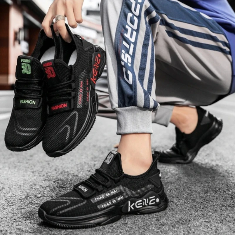 

Men's Breathable Mesh Sports Shoes Summer Casual Knitted Soft Bottom Spring Autumn New Style Flat Laced Low Cut Running Shoes