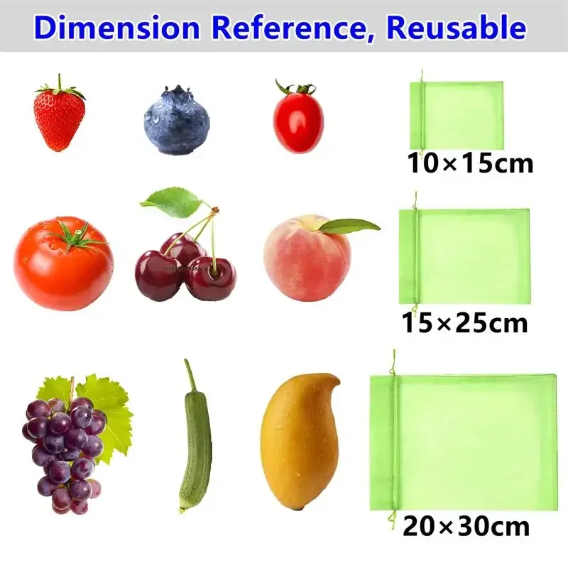 Reusable Garden Pest Barrier Mesh Bag Drawstring Plant Cover Net for Fruit Trees Vegetables Grapes Strawberries Green Protection gallery 2