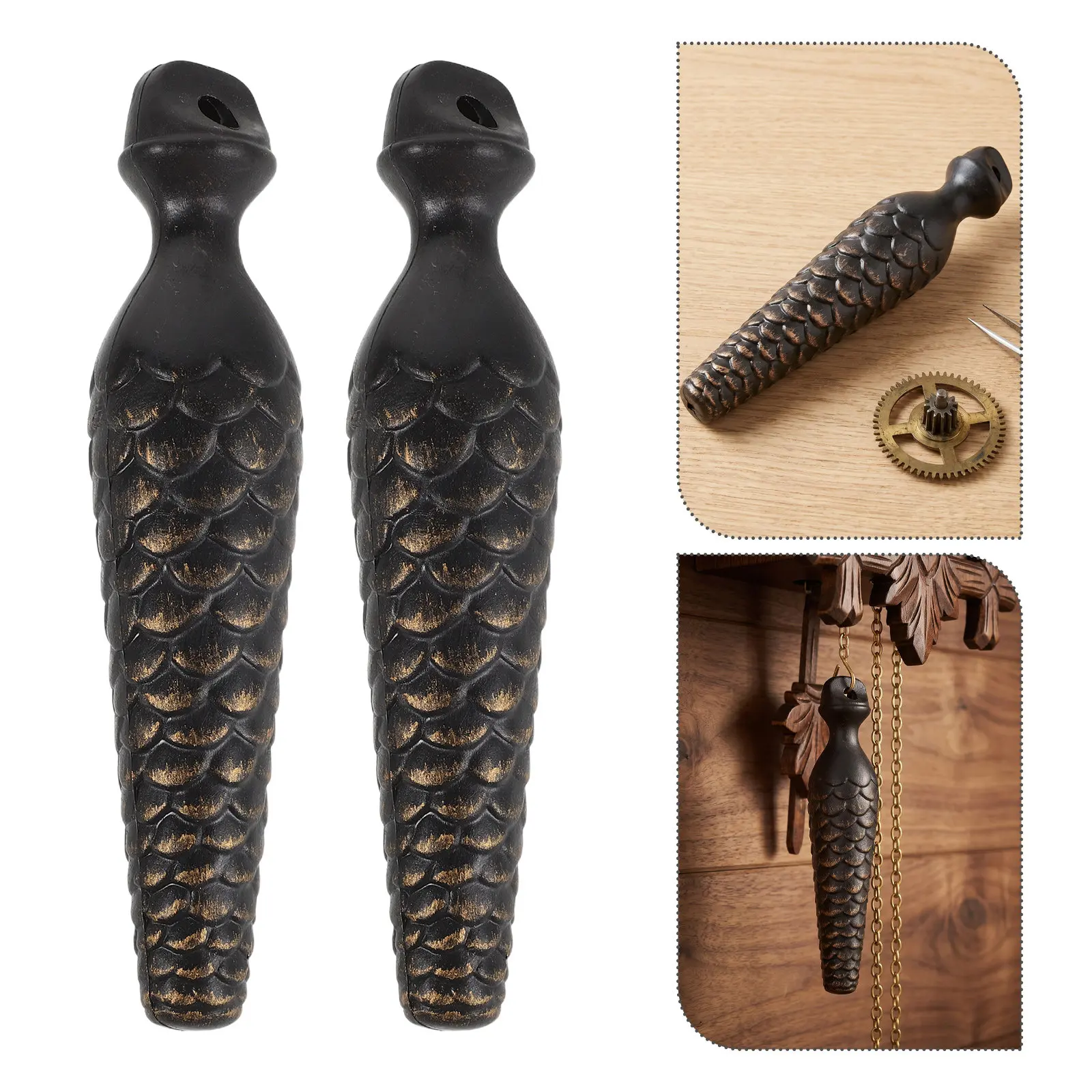 2 Pcs Cuckoo Clock Counterweight Weights Bob Decorative Hanging Tall Floor Antique Wall Mechanical Classic Pinecone Pendulum