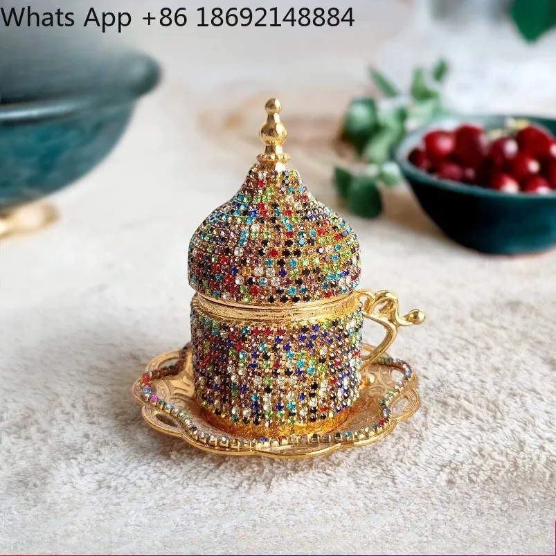 

Color diamond coffee cup light luxury gold set European court style retro, spot