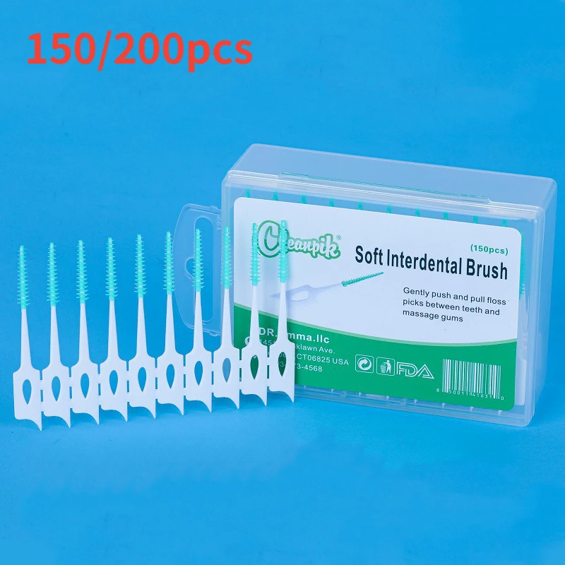 

150/200 шт. межзубные силиконовые щетки, зубочистки, щетка между зубами, силиконовые зубочистки с резьбой, инструмент для чистки полости рта