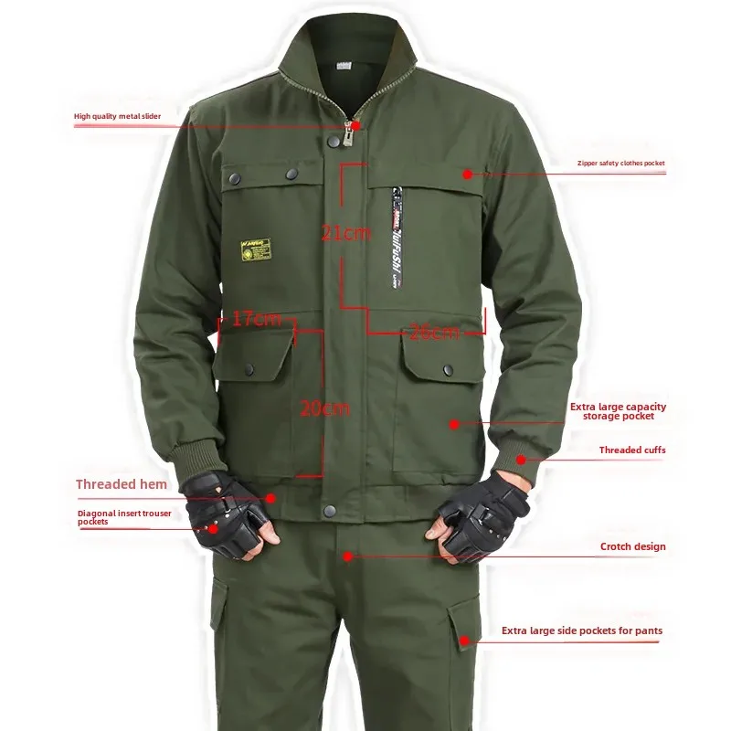 مجموعة زي عمل سميكة مقاومة للاهتراء للرجال، لحام كهربائي مضاد للحرارة، ملابس عمال لموقع البناء، ملابس ذات أغراض خاصة #2