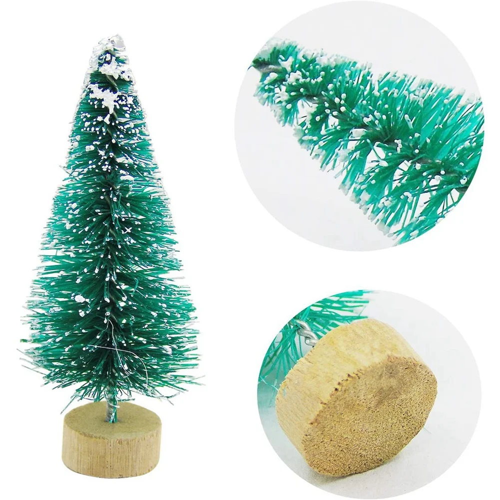 ABXF-68 Pcs Mini Christmas Tree Snow Frost Small Pine Tree DIY Craft Desktop Decoration Christmas Ornaments Tree Decorations