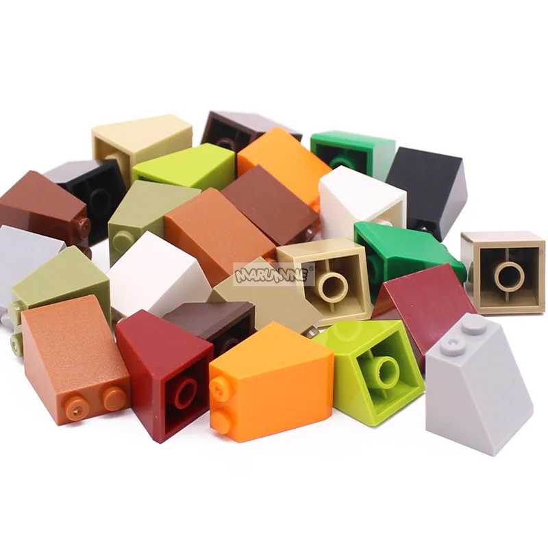 MARUMINE MOC 2x2x2 Beveled Brick Slope 65 Degrees 100PCS Roof Building Block Bulk Parts Compatible with 3678 Assembles Particles