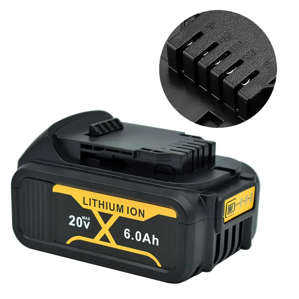 สําหรับ DeWalt 20V แบตเตอรี่เครื่องมือ 6.0Ah DCB200 DCB184 DCB181 เปลี่ยนแบตเตอรี่ Li-Ion สําหรับ DeWalt MAX เครื่องมือแบตเตอรี่ลิเธียม