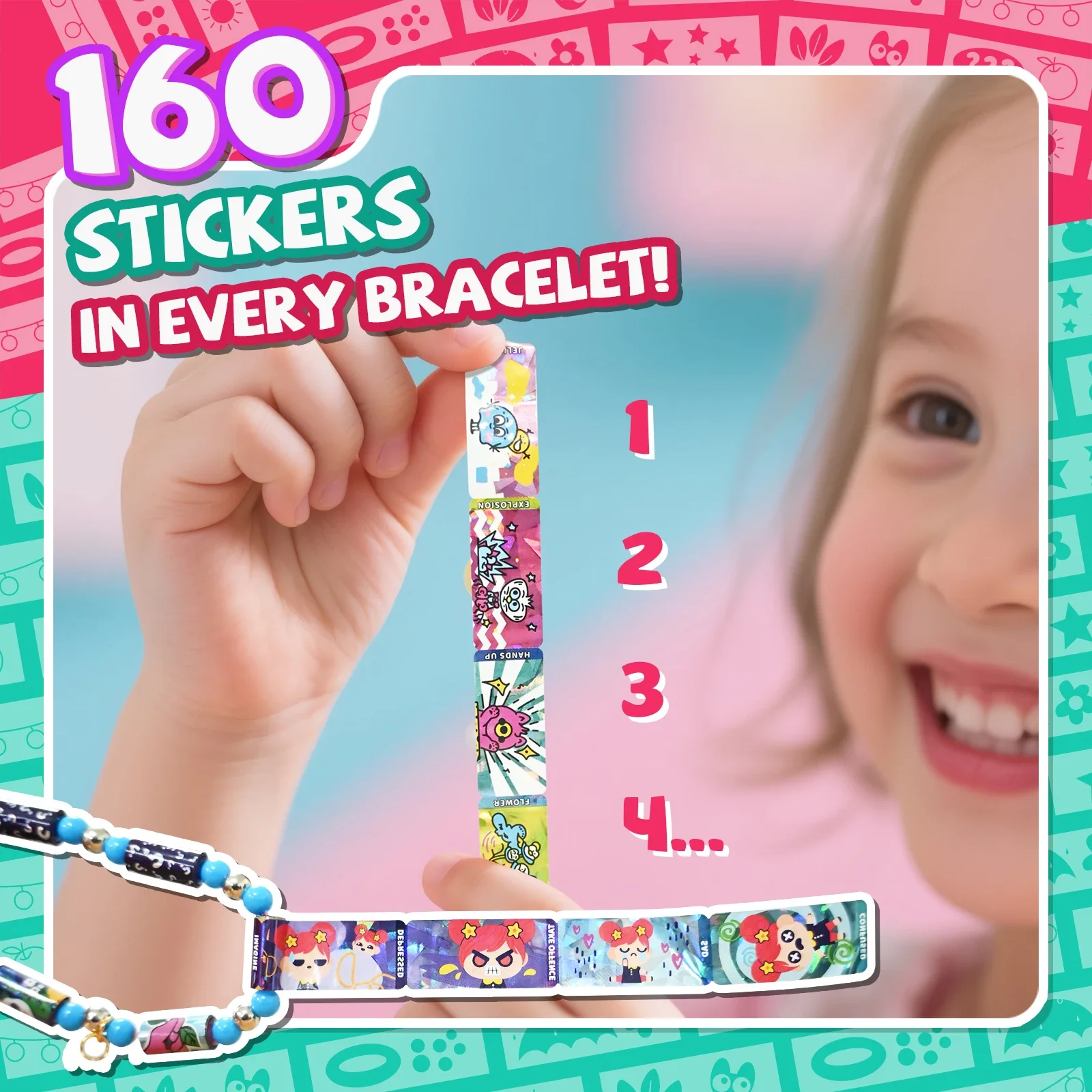 Sticker Roll Bracelet for Kids Girls DIY Bracelet Bead Roll Stickers Jewelry Toys for Children Funny Stationery Stickers
