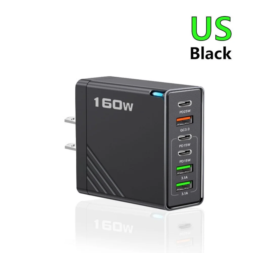 160 W USB C Ladegerät Schnelle Lade PD QC3.0 Wand Ladegerät Adapter Für iPhone 16 Samsung S24 Xiaomi Huawei Multi ports Telefon Ladegerät
