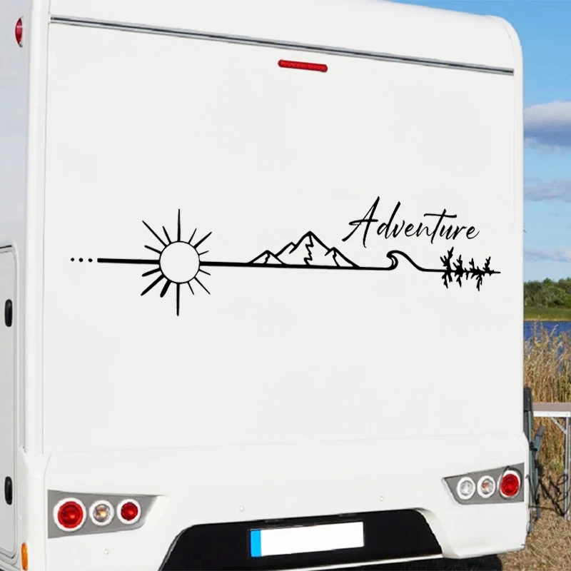 Camping Outdoors Adventure Vinyl Sticker Camper Van SUV Decoration Decals Car Window Door Vinyl Decals Decor