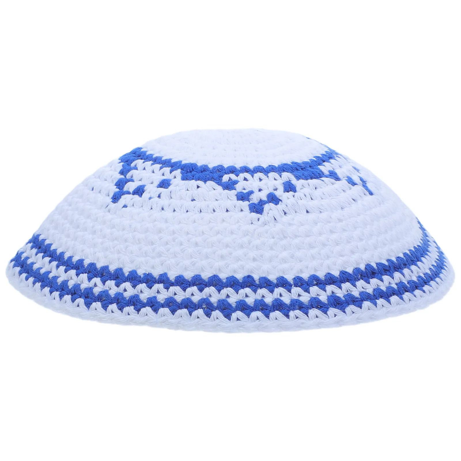 Star of David Jewish Kippah for Men Traditional Cotton Yarmulke Prayer Cap Worship Religious Ceremony Handmade Knitted Kippah
