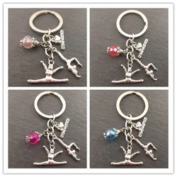 1pc New I Love Gymnastics Key Chain Heart Gymnast Pendant Keychain Ring Keyring Creative Gifts Women