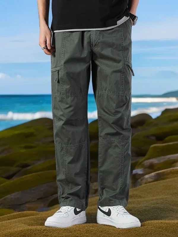 

Military een Work Trousers for Men with Multiple kets Loose Straight Leg Wide Leg Pants Waed Casual Autumn Long Pants