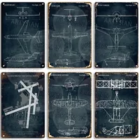 Airplane Technical Drawing Bell X-2 Gulfstream Mooney M20 Cessna 172 Airport Runway Metal Sign Boeing 747 F-16 KOSH KRYV Blériot