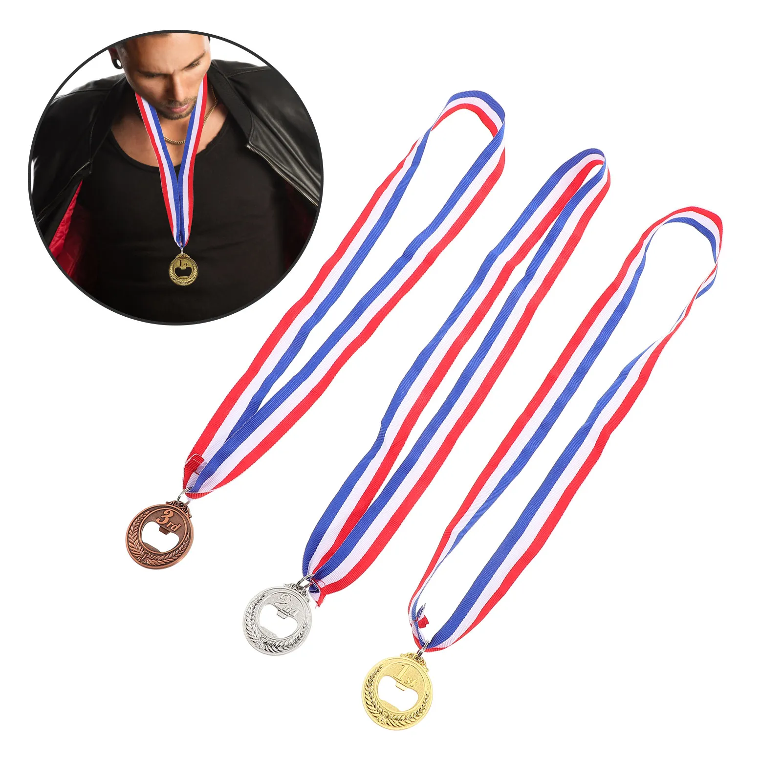 3Pcs Medal Bottle Opener Creative Award Style Party Favor Beer Wine Lid Remover Competition Winner Trophy Bar Accessory Wedding
