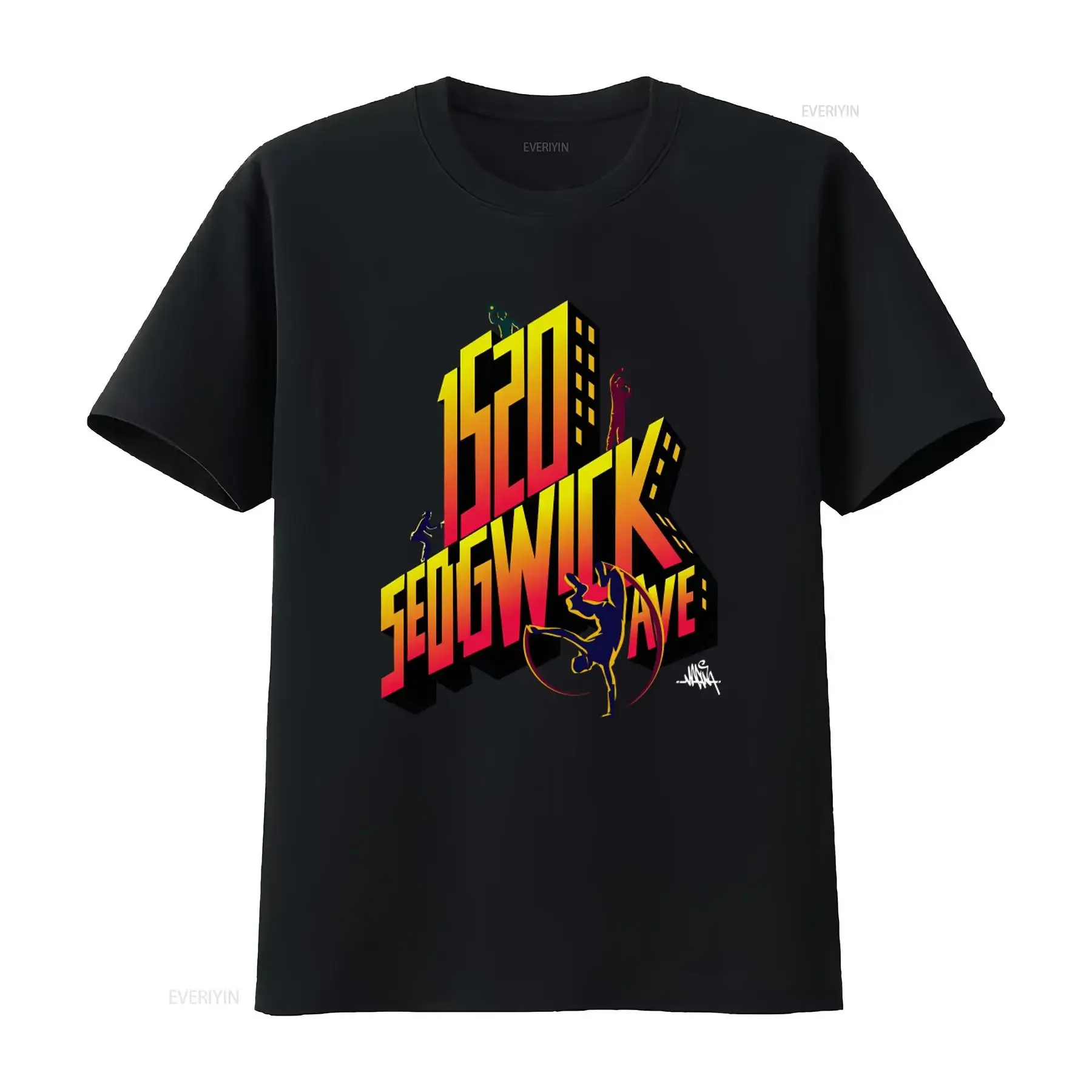 1520 Sedgwick Ave Beat Street Style HipHop Urban Dance Black T Shirt vintage Washed designer clothes Slightly streetwear Casual