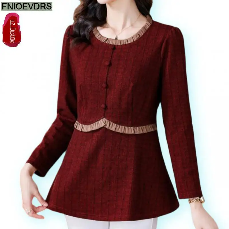 

Retro Vintage Ruffles Peplum Tops New Design Women Autumn 2024 Fashion Office Lady Elegant Tunic Button Shirts Blouses
