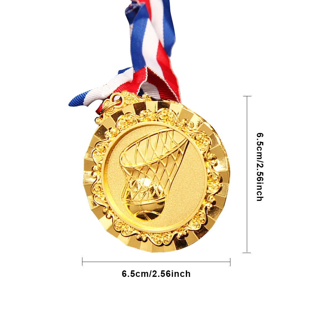 Medalhas de basquete de 6,5 cm Medalhas de prêmio de basquete com fita de pescoço Medalhas de jogo de basquete para campeonato de basquete