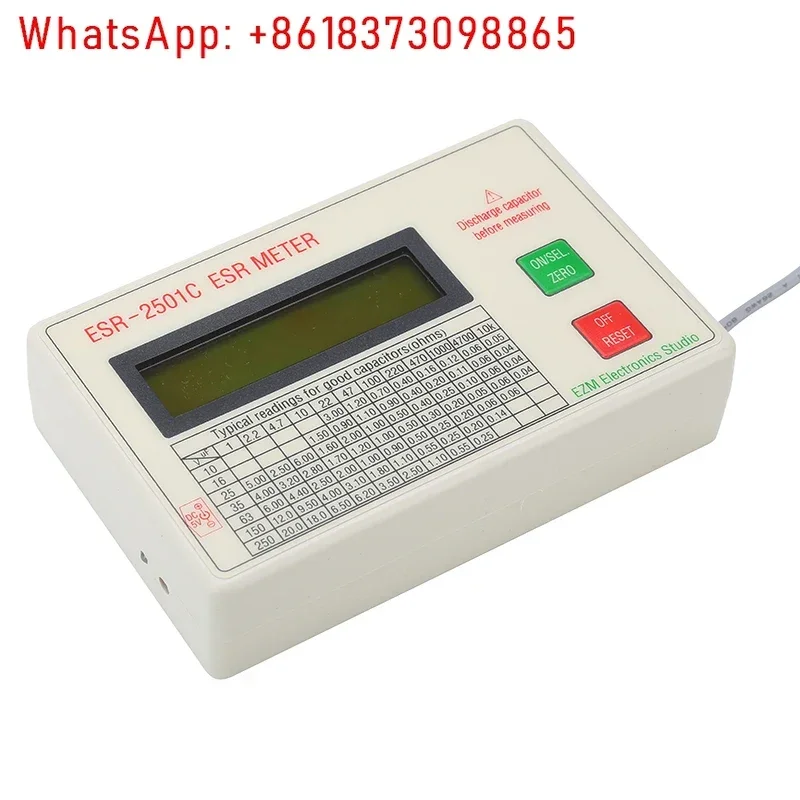 コンデンサテスターesr2501C,esr,dcr,テストリード付き静電容量計,クリップバッテリー,新品