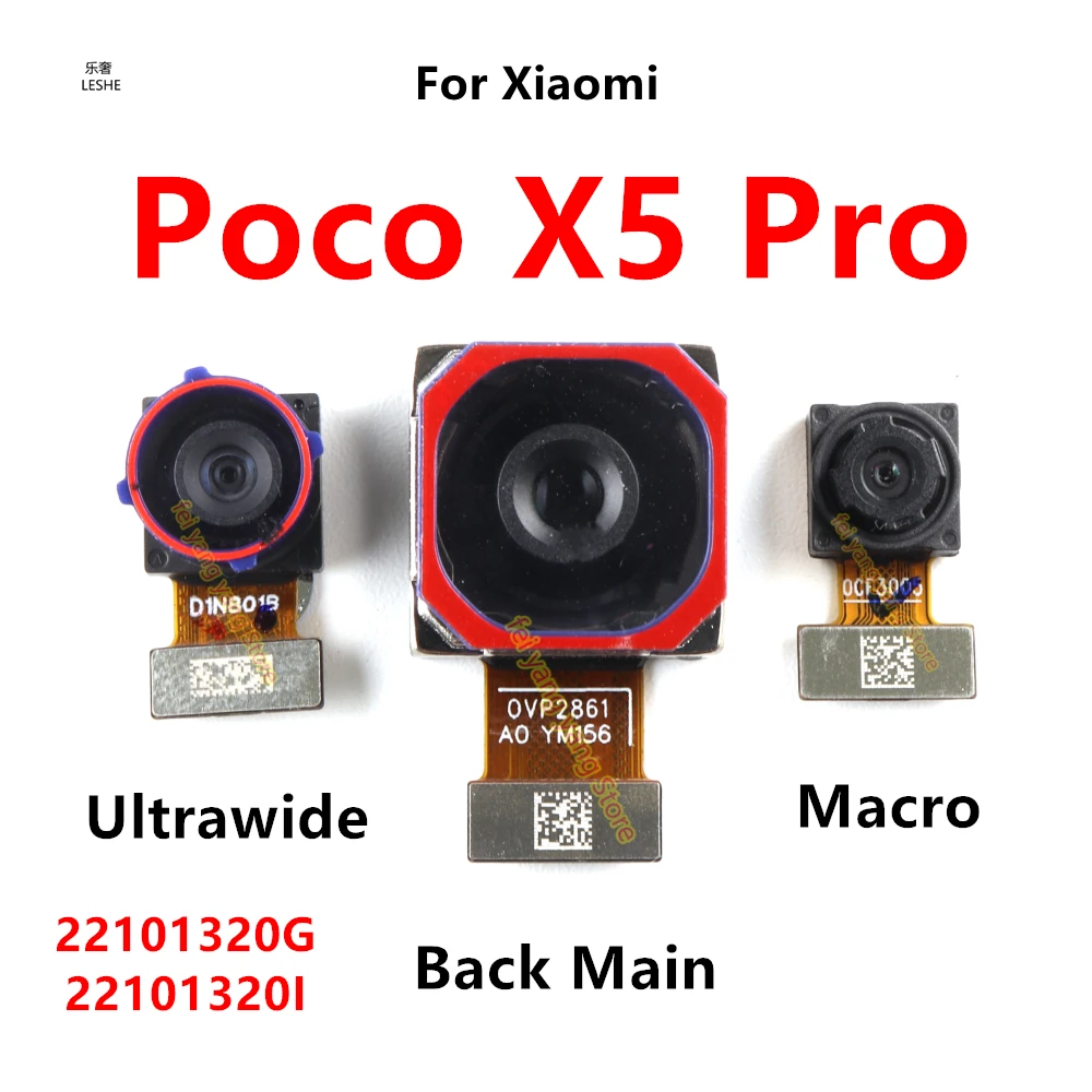 

108MP Rear View Back Camera For Xiaomi Poco X5 Pro Main Backside Big Camera Ultrawide Macro Module Flex Replacement Spare Parts