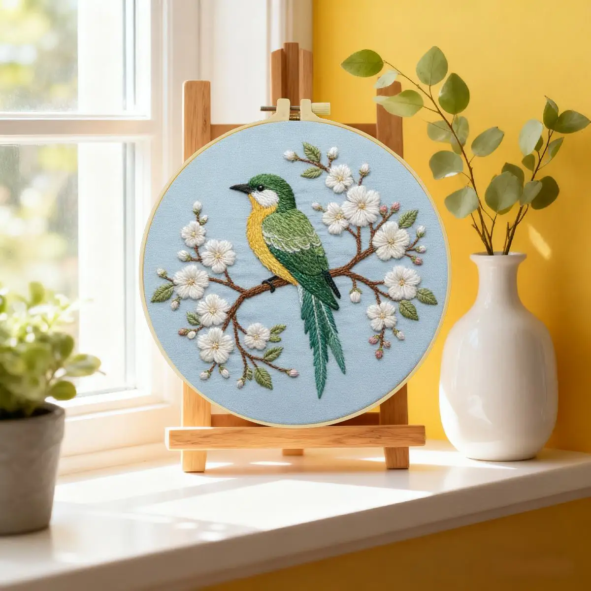 1 Stück 20X20CM/15X15CM 7,87/6,3 Zoll Vogel-Stickerei-Starter-Kit DIY-Kit DIY-Stickerei-Set Handarbeiten Heimdekoration Nadelkunst – Detail 1