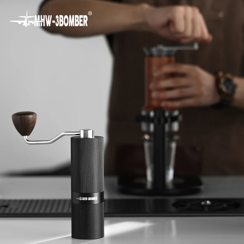 MHW-3BOMBER Manual Coffee Grinder Titanium Steel Grinding Core Adjustable Thickness Hand-Operated Bean Grinder Solid Wood Handle