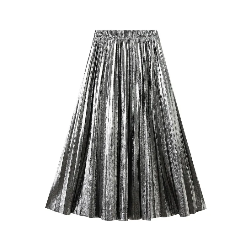 Purchase high-end metallic women's organ skirt, mid length skirt, pleated skirt, half length skirt, A-line skirt, dress 2026