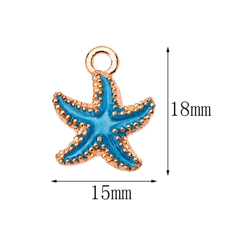 20 pcs/lot Fashion Gold Starfish Alloy Enamel Pendant Accessories Charms for Women, Earrings/Necklace Handmade DIY Jewelry