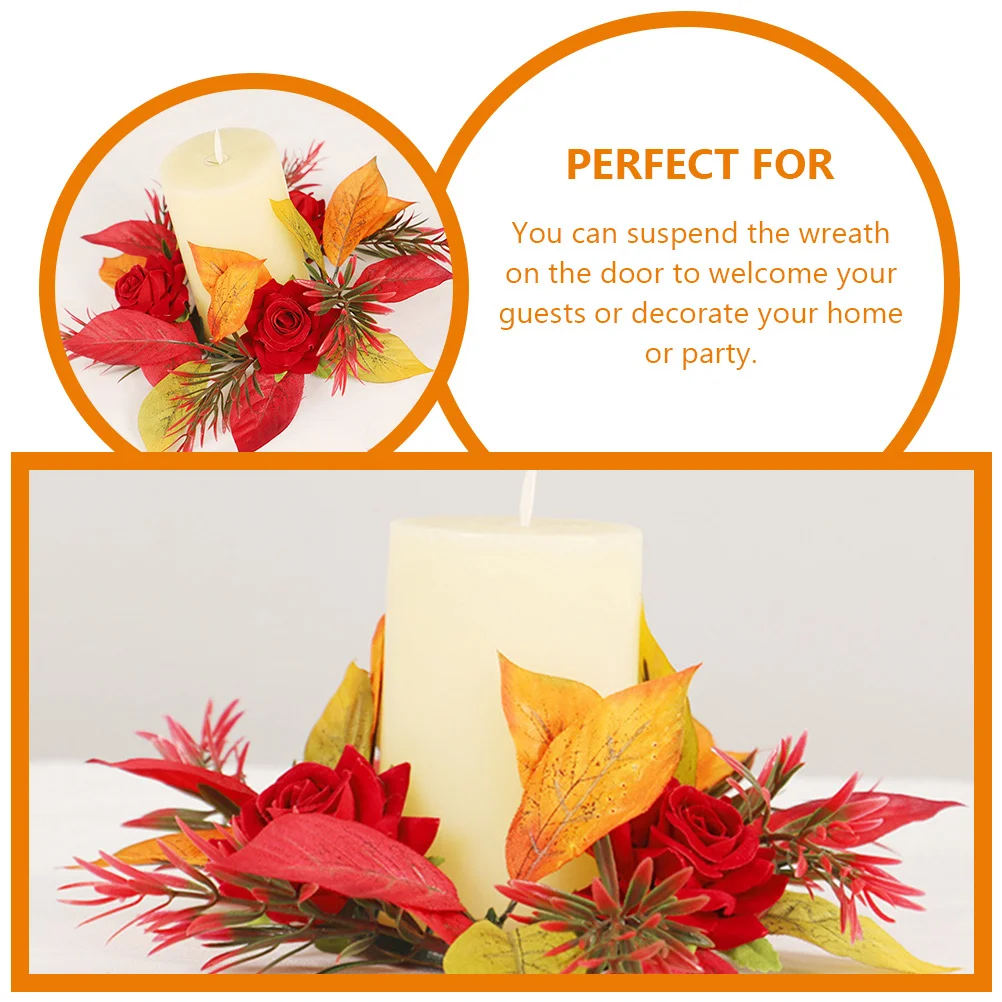 

Rose Wreath Pendant Hanging Decor for Front Door Simulated Leaf Greenery Wreath Party Home Wall Wreaths for Front Door