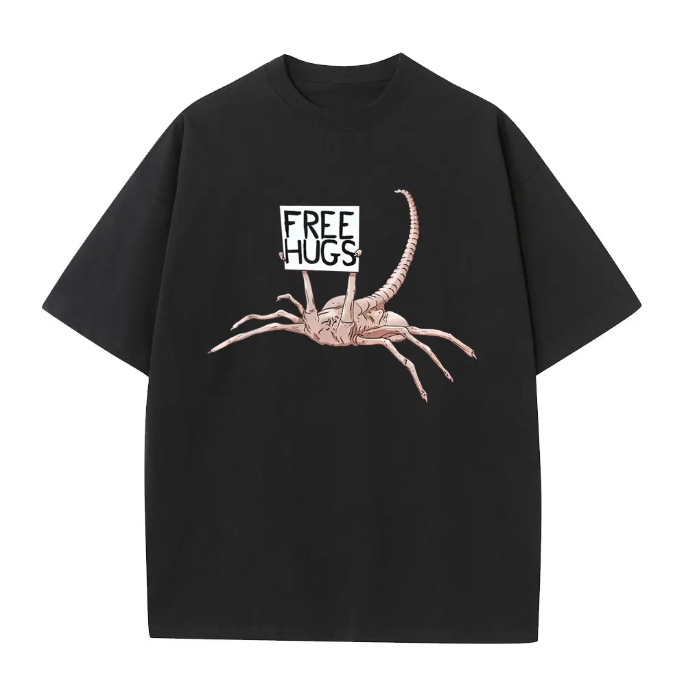 

Funny Free Hugs Facehugger Aliens Graphic T-shirt Men Women Casual Cotton T-shirts Men's Vintage Oversized Short Sleeve T Shirts