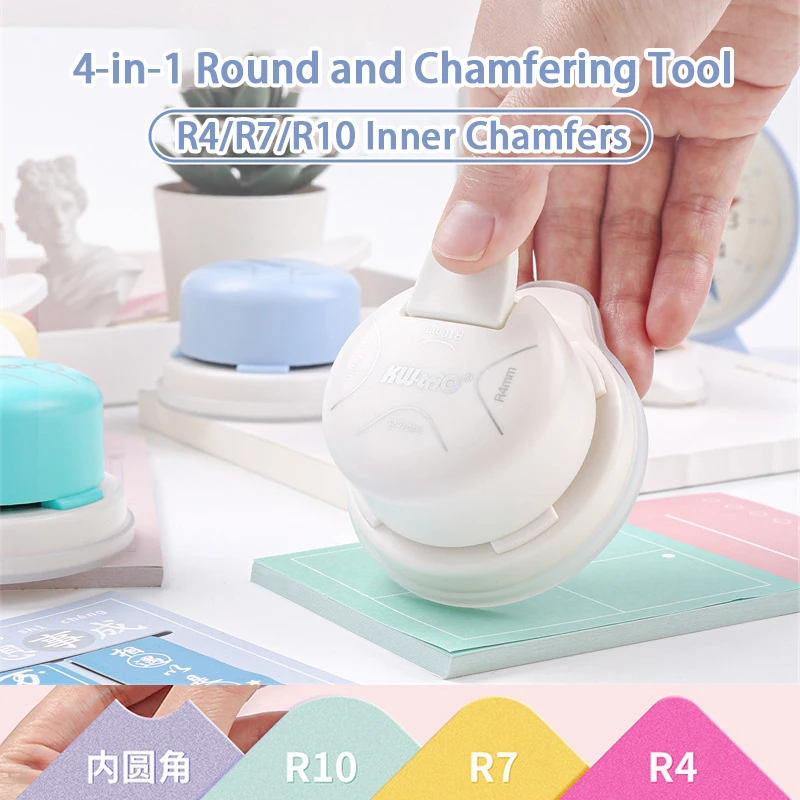 Multi-Function Round Corner Cutter 4-in-1 - Handheld Paper Edge Trimmer for DIY Crafts, Portable Scrapbooking Angle Cutting Tool