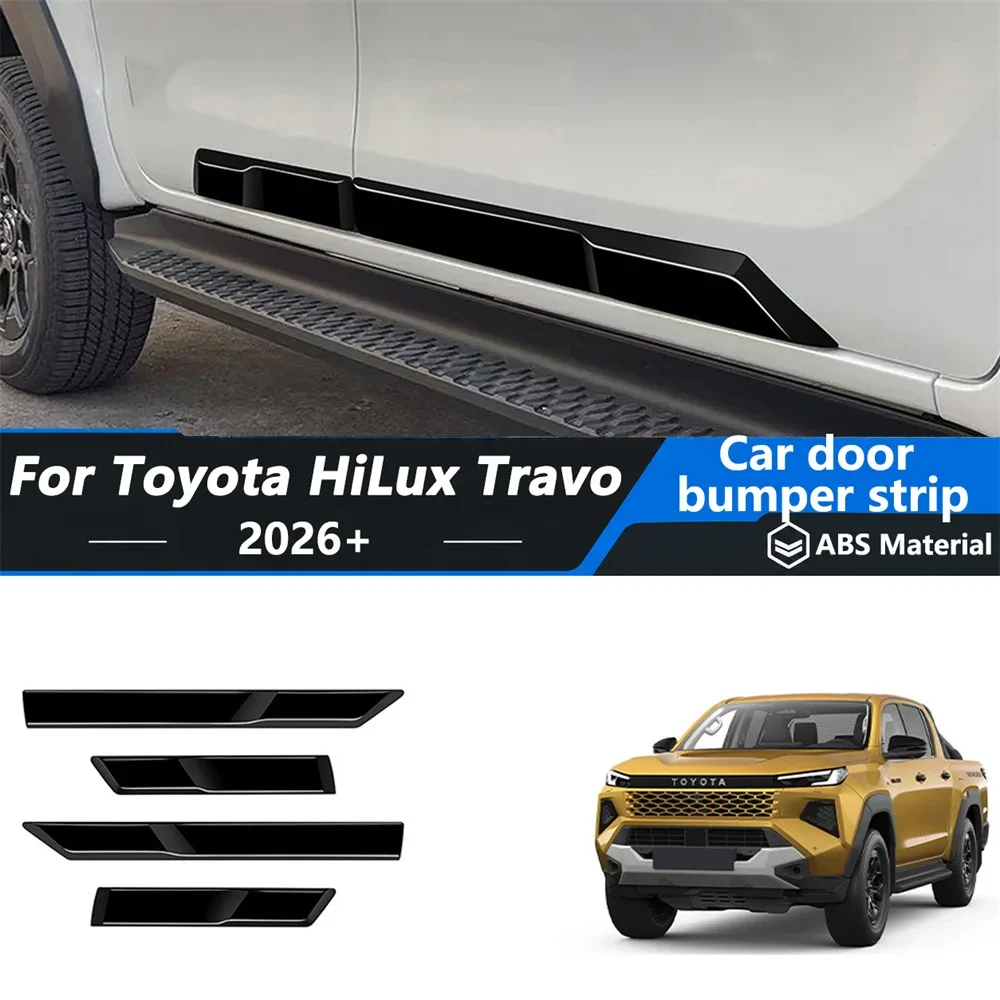 Car Door Side Trim Sticker For Toyota Hilux Travo 2026 2027 Side Skirt Trim Rocker Panel Molding Silver Gloss Black Body Side