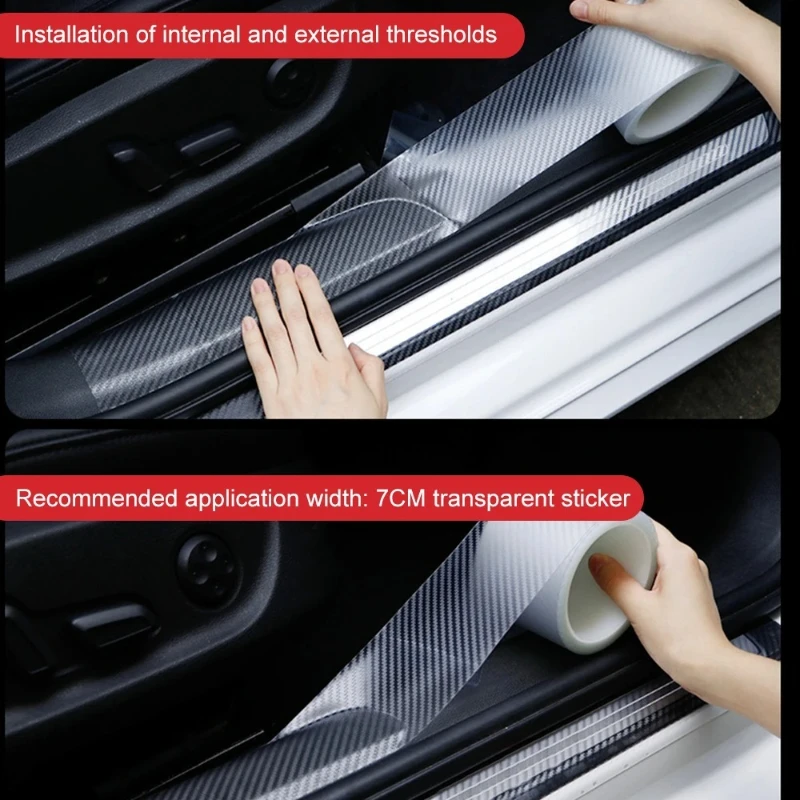 Transparante Koolstofvezel Matte Auto Sticker Protector Strip Auto Drempel Deur Rand Anti Kras Tapes Waterdichte Bescherming Film