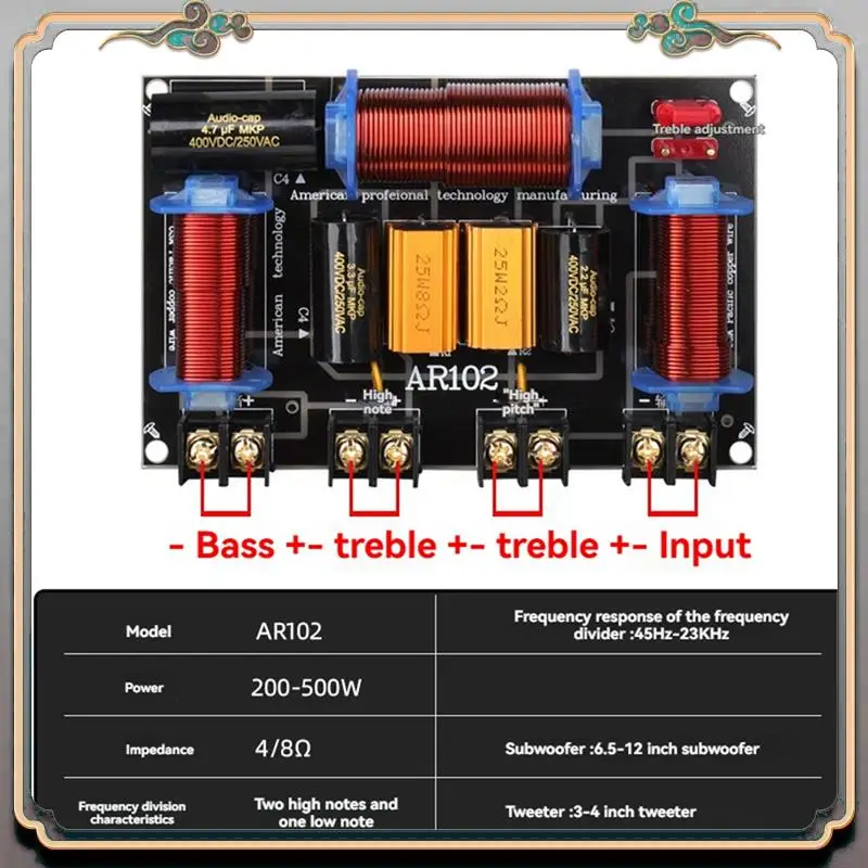 【2025 حديثًا】مقسم مكبر صوت احترافي ثلاثي الاتجاهات 200-500 وات 45 هرتز - 23 كيلو هرتز مرحلة المسرح المنزلي 3 وحدات كروس صوت
