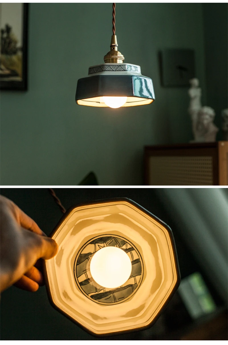 Vintage Ceramic LED Pendant Light Cafe Loft Dining Room Bedside Home Decor Japanese Chandelier Hanging Lamp Luminaire Kitchen