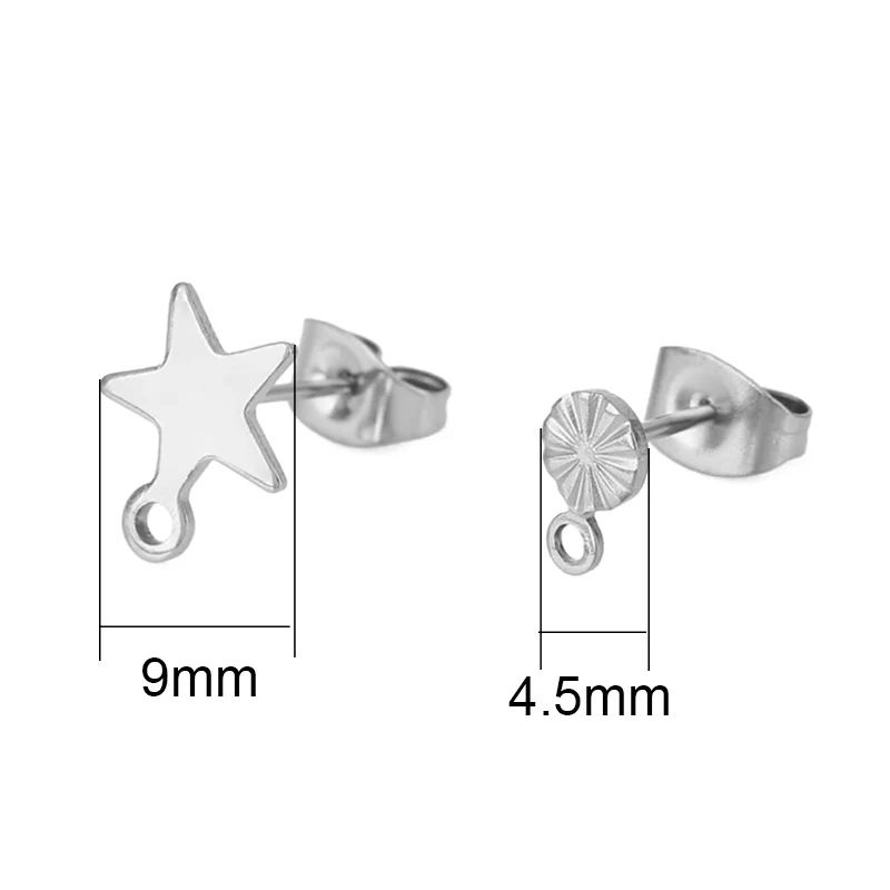 20pcs Hypoallergenic Stainless Steel Stud Earrings Clasp Making Star Never Fade Earring Hooks With Earring Back Jewelry Findings