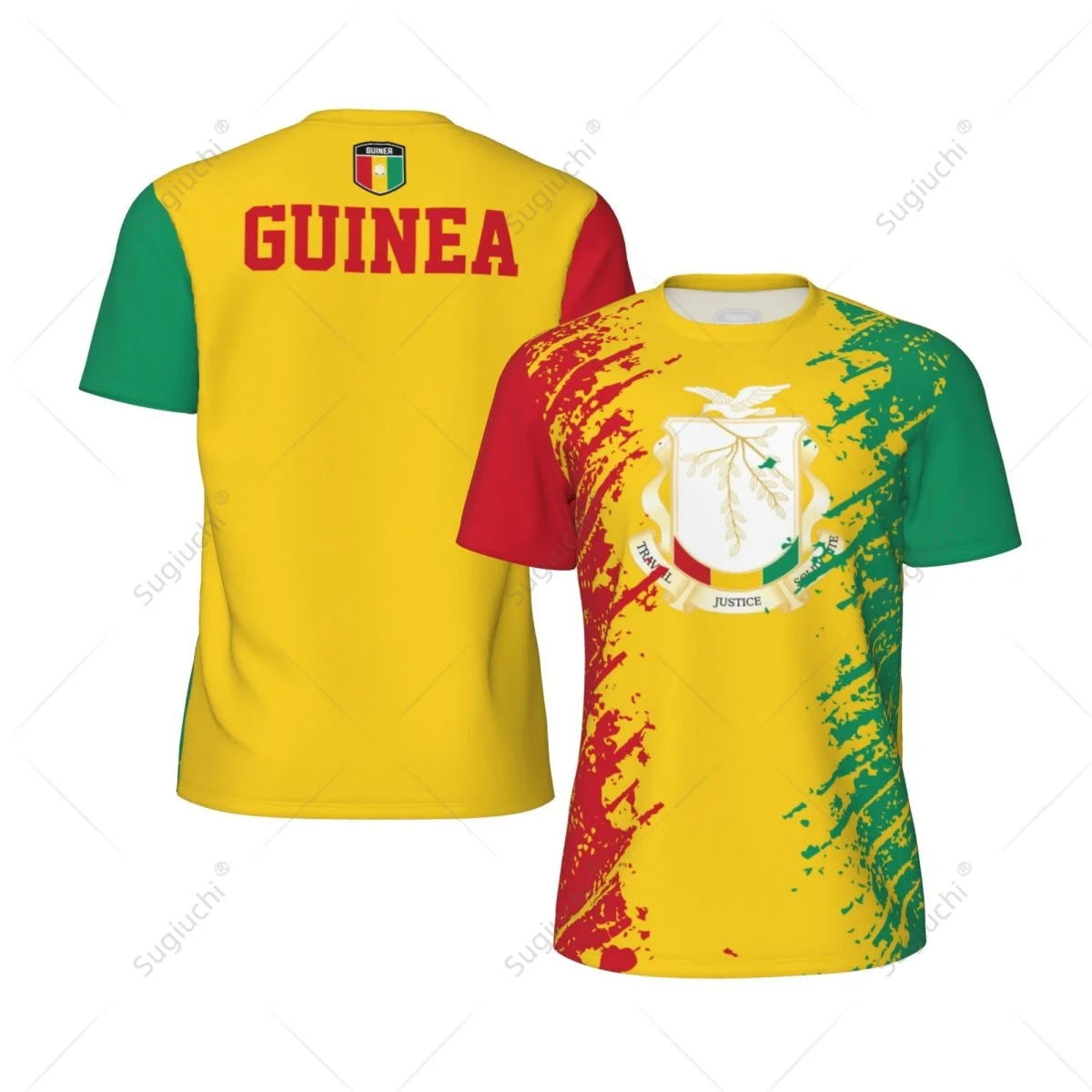 Exclusive design Guinea Flag Grain 3D Printed Men For Running Bike Soccer Tennis Fitness Sports tshirt Mesh Fans Short T-shirt