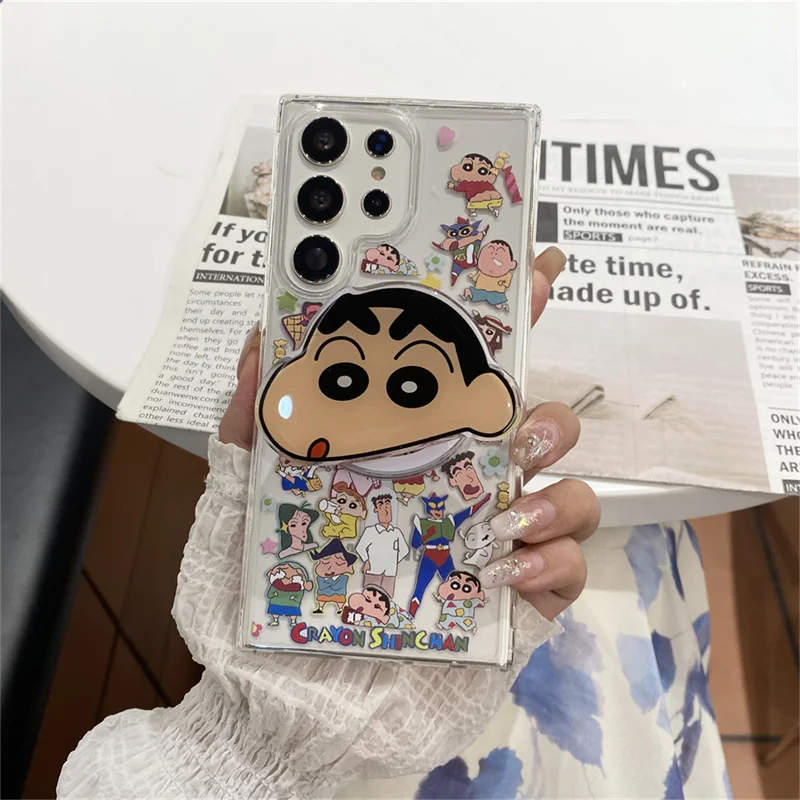 Cute cartoon Crayon Shin-chan Nohara Shiro Magnetic Magsafe Wireless Charge Case For Samsung S22 S23 S24 S25 S26Ultra Plus Cover
