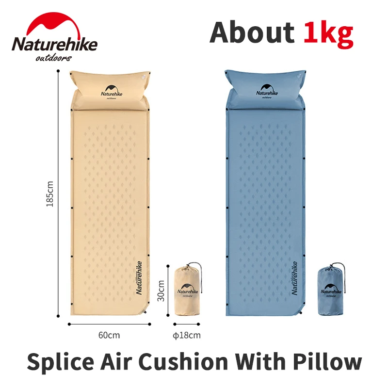 

Naturehike Self Inflatable camping mattress Sleeping Pad Outdoor Camping Single Automatic With Pillow Spliced Air Cushions Bed