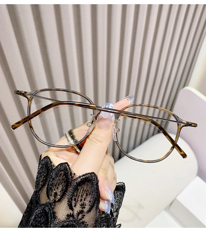 Presbyopie-Brille mit PC + Metallrahmen, runde Schildpatt-Anti-Blaulicht-Brille, 0 Grad, kann zur Dekoration verwendet werden – Detail 16