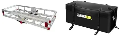 Hitch Cargo Carrier - Aluminum Cargo Carrier with High Side Rails for RV's - 49' x 22.5' 500-lb Load Capacity, Grey