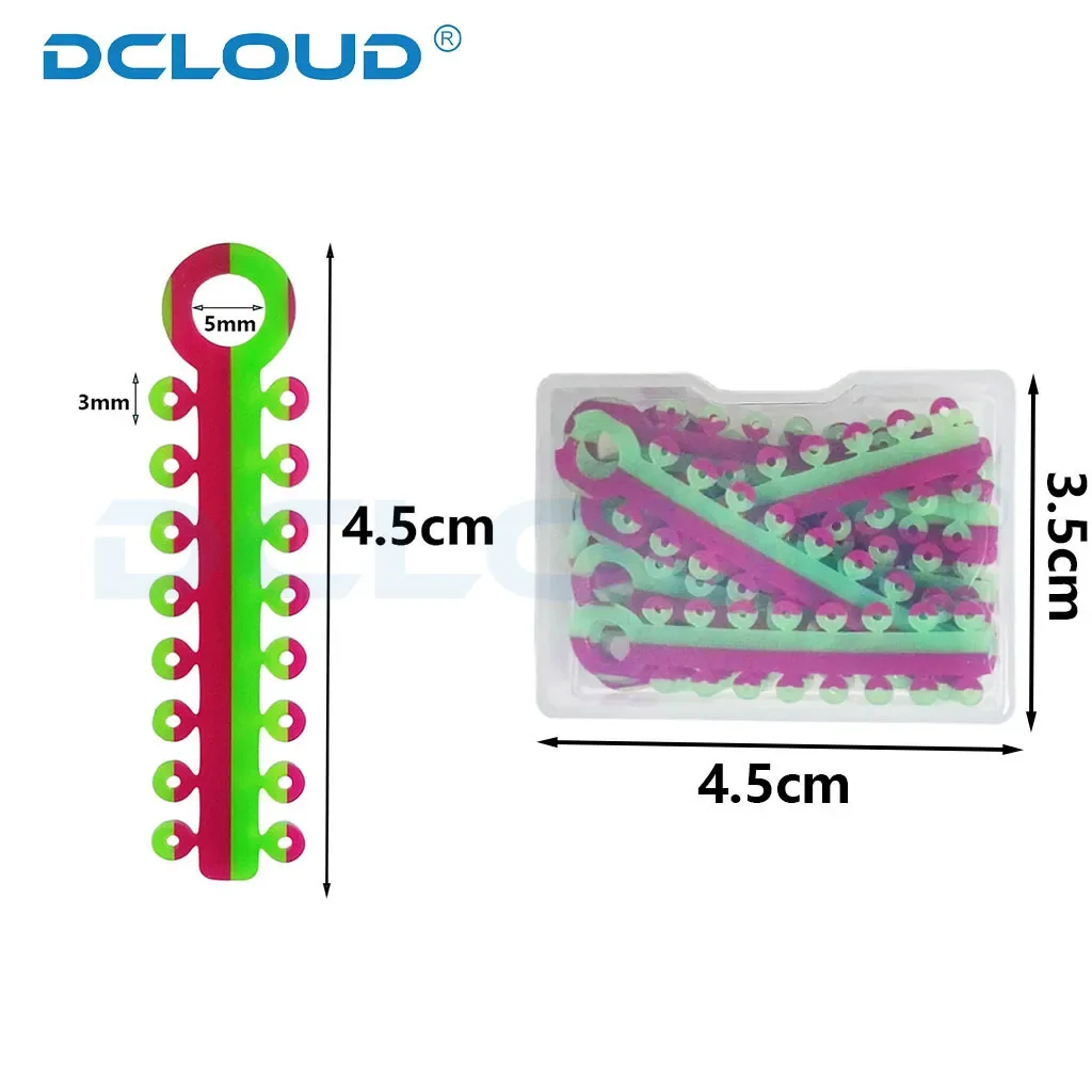 Colorful Dental Orthodontic Elastic Ligature Ties Bands for Teeth Brackets Braces Two-Tone Rubber Ligating Rings Elastomeric