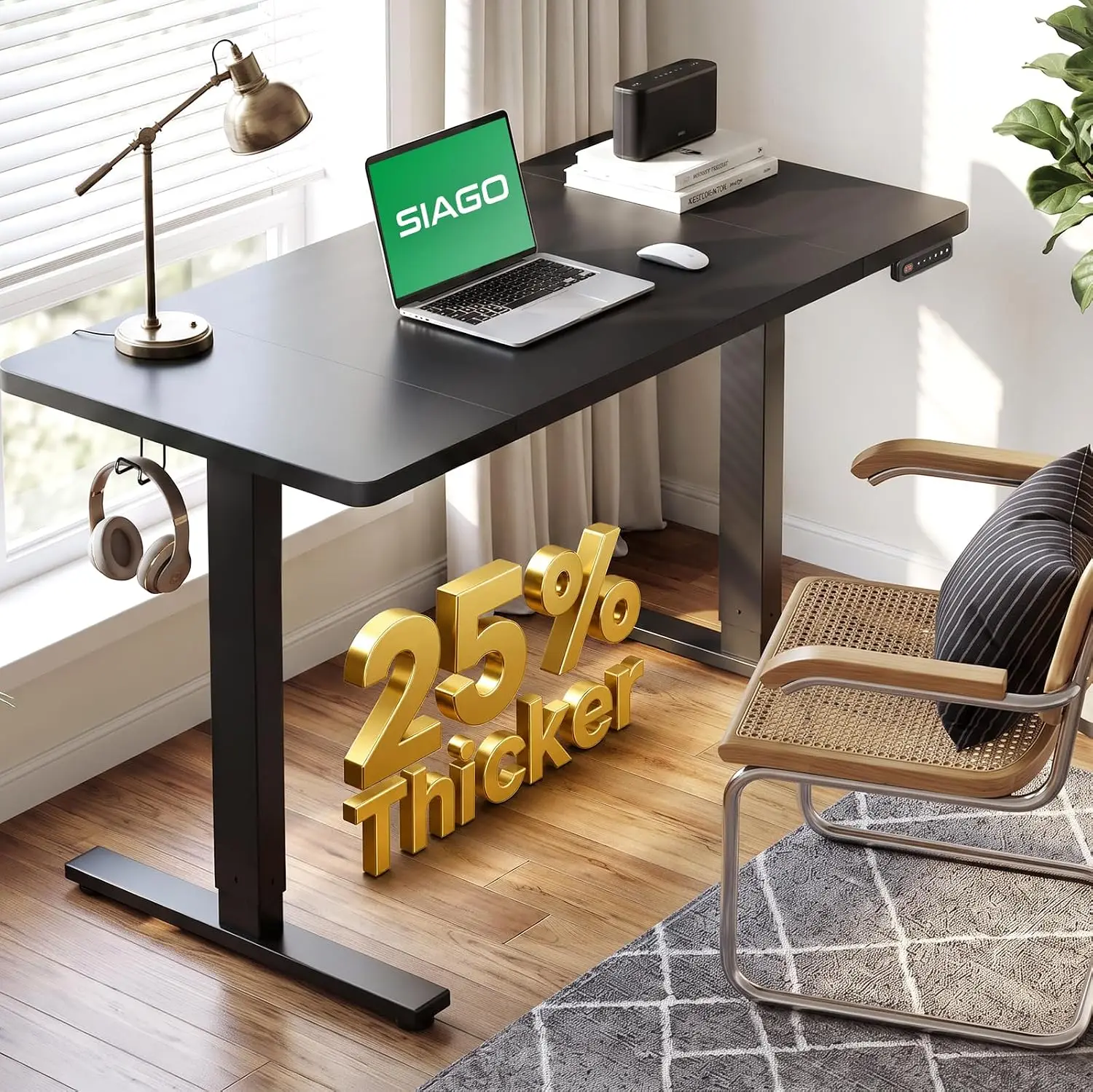 Electric Standing Desk 48x24 Inch Sit Stand Adjustable Height Table with Cable Management & 3 Memory Preset, Customized